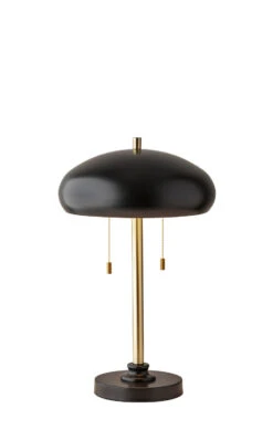 Cap 2-Light Table Lamp In Black & Antique Brass