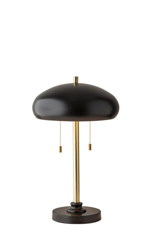 Cap 2-Light Table Lamp In Black & Antique Brass