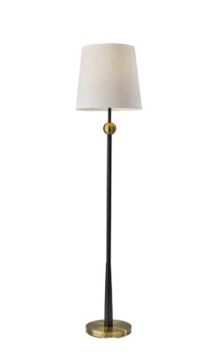 Francis Floor Lamp In Black & Antique Brass