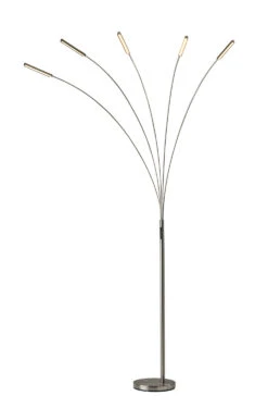 Zodiac LED Arc Lamp In Brushed Steel