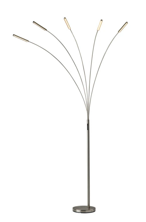 Zodiac LED Arc Lamp In Brushed Steel