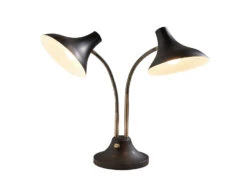 Ascot 2-Light Desk Lamp In Black & Antique Brass