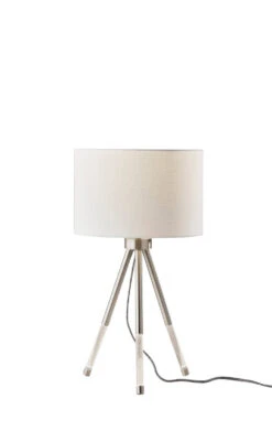 Della Table Lamp In Brushed Steel With Clear Acrylic Light Up Legs