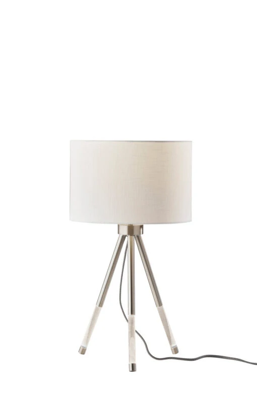 Della Table Lamp In Brushed Steel With Clear Acrylic Light Up Legs