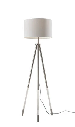 Della Floor Lamp In Brushed Steel With Clear Acrylic Light Up Legs