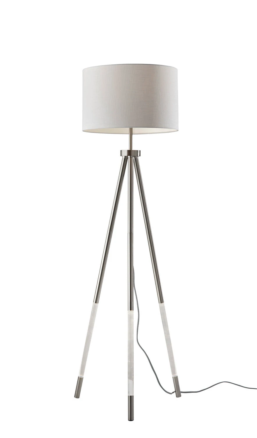 Della Floor Lamp In Brushed Steel With Clear Acrylic Light Up Legs 3 Della Floor Lamp In Brushed Steel With Clear Acrylic Light Up Legs