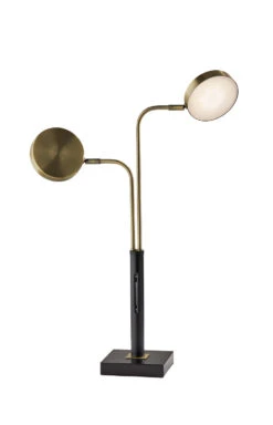 Rowan LED Desk Lamp In Black & Antique Brass