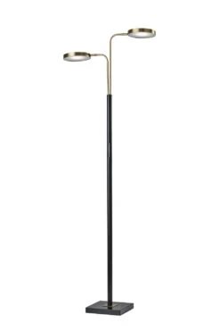Rowan LED Floor Lamp In Black & Antique Brass