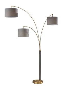 Bergen 3-Light Arc Lamp In Black & Antique Brass