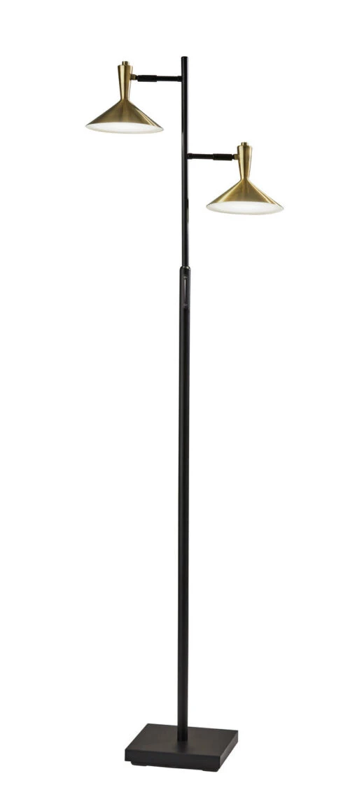 Lucas LED Tree Lamp In Black With Antique Brass