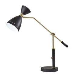 Oscar Desk Lamp In Black With Antique Brass
