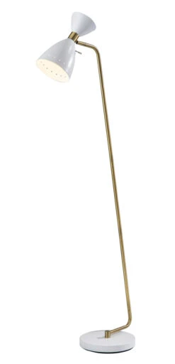 Oscar Floor Lamp In White With Antique Brass