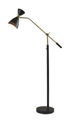 Oscar Floor Lamp In Black With Antique Brass