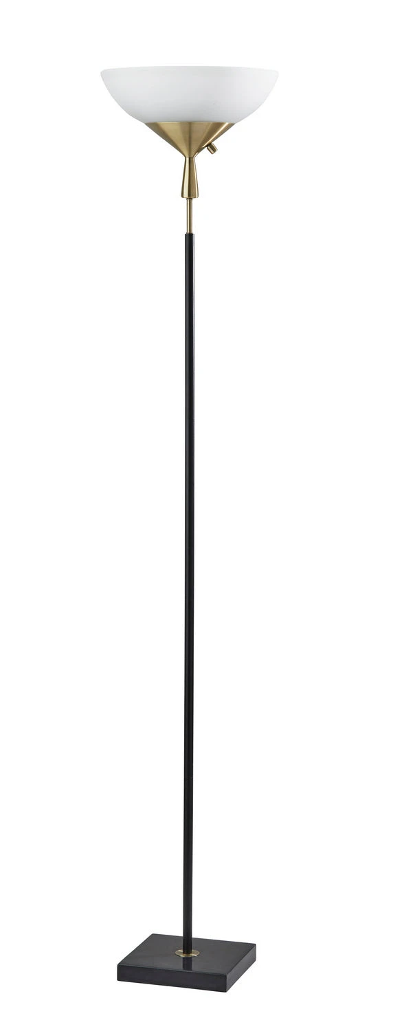 Noah 2-Light Torchiere In Black With Antique Brass 3 Noah 2-Light Torchiere In Black With Antique Brass