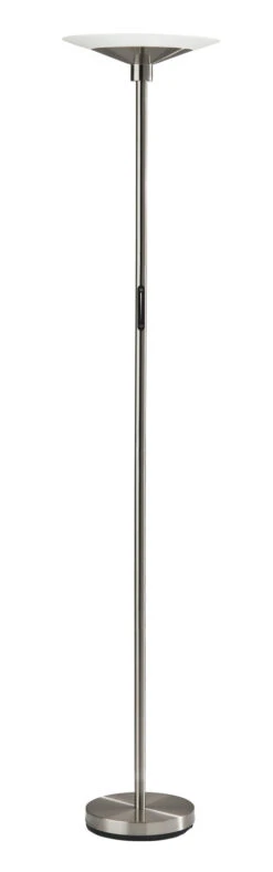 Solar LED Torchiere In Brushed Steel