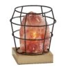 Faith Table Lamp In Black, Pink Himalayan Salt Rock & Natural Wood -Adesso 1102320