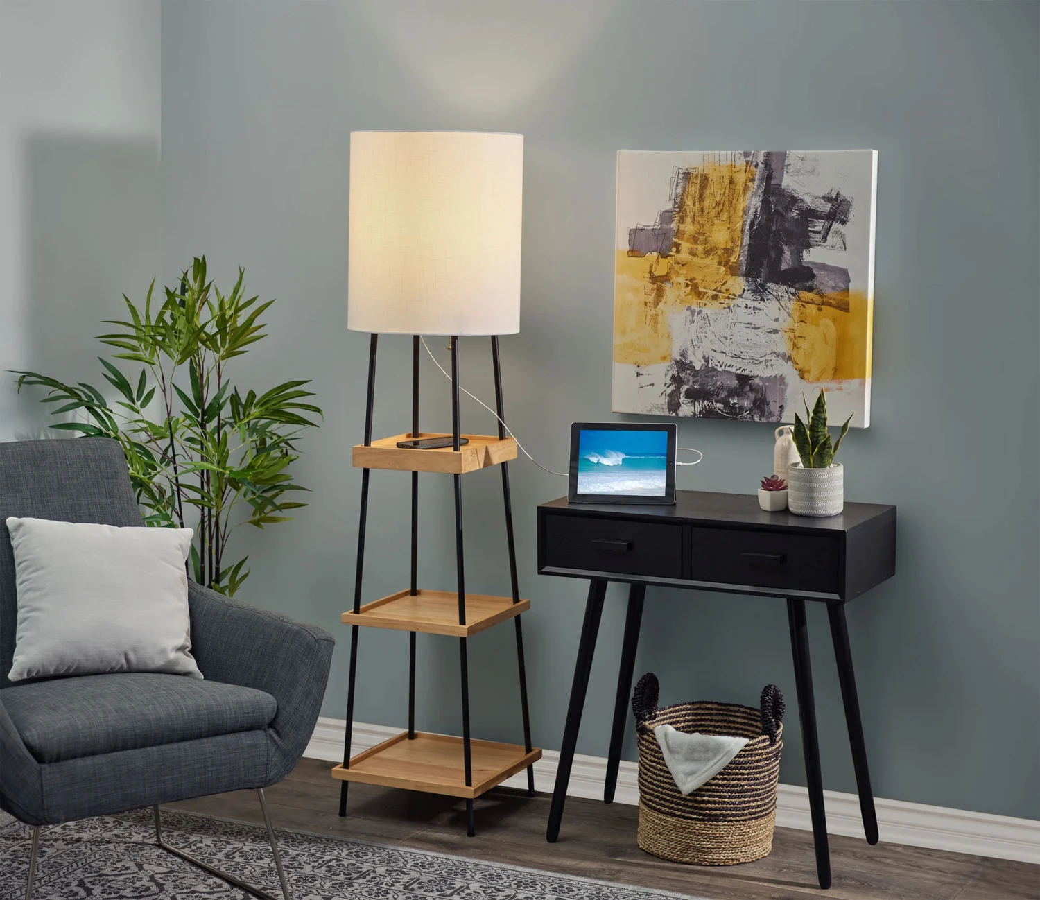 Henry Shelf Floor Lamp With Charging Port 7 Henry Shelf Floor Lamp With Charging Port - Image 5
