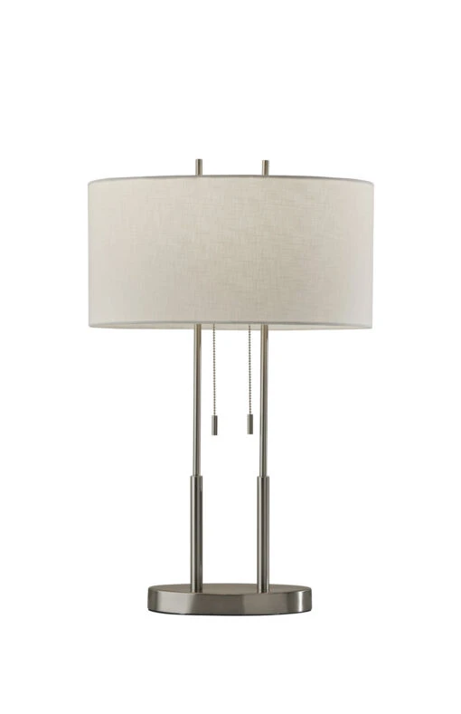 Duet 2-Light Table Lamp In Brushed Steel