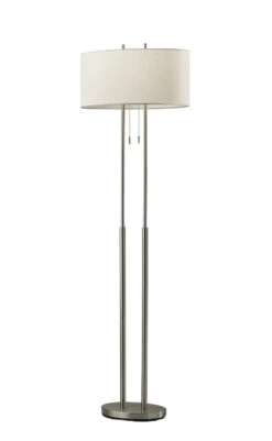 Duet 2-Light Floor Lamp In Brushed Steel