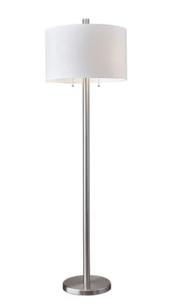 Boulevard 2-Light Floor Lamp In Brushed Steel