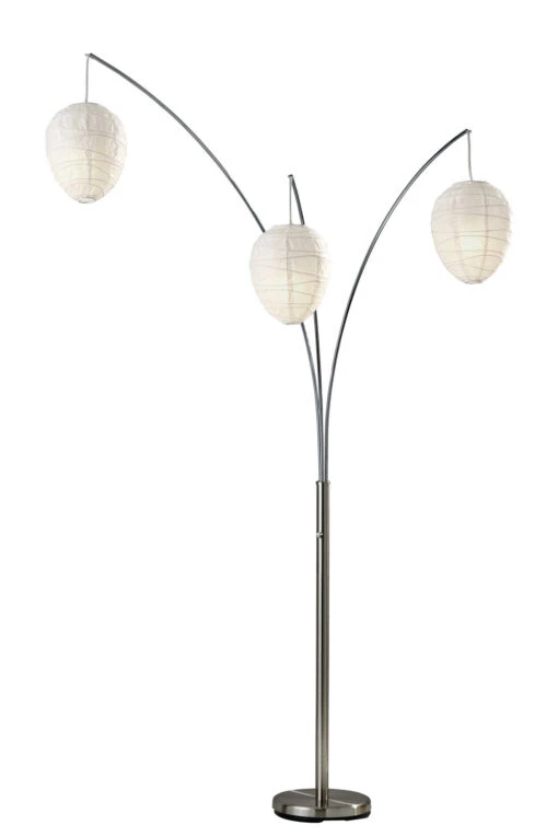 Belle 3-Light Arc Lamp In Brushed Steel