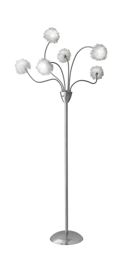 Pom Pom LED Floor Lamp In Brushed Steel