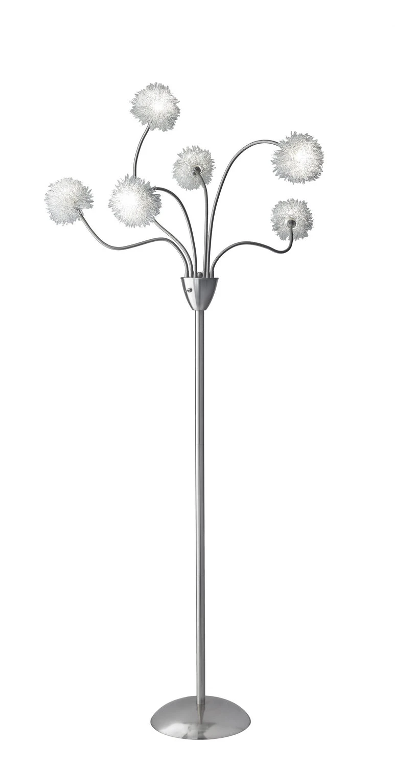 Pom Pom LED Floor Lamp In Brushed Steel 3 Pom Pom LED Floor Lamp In Brushed Steel