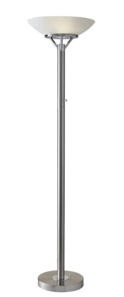 Expo 2-Light Torchiere In Brushed Steel