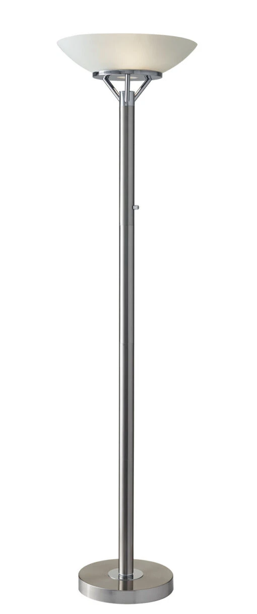 Expo 2-Light Torchiere In Brushed Steel