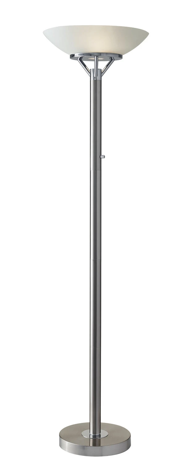 Expo 2-Light Torchiere In Brushed Steel 3 Expo 2-Light Torchiere In Brushed Steel