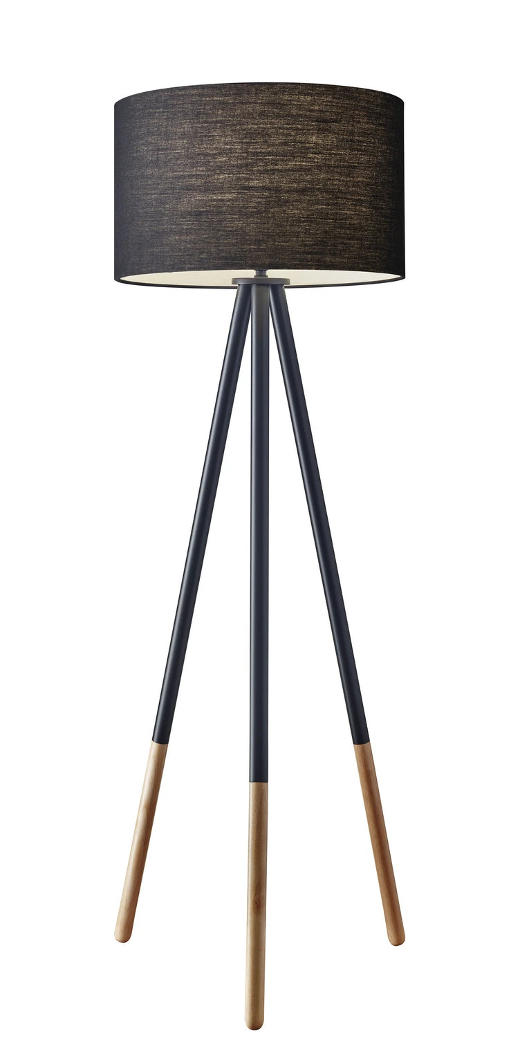 Louise Floor Lamp In Black Metal/Wood 4 Louise Floor Lamp In Black Metal/Wood - Image 2