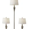 Glendale 3 Piece Floor And Table Lamp Set In Brushed Steel 2 Glendale 3 Piece Floor And Table Lamp Set In Brushed Steel -Adesso 980897