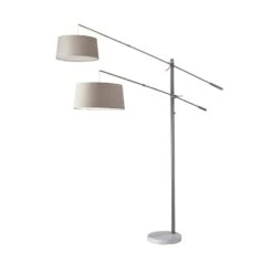 Manhattan 2-Light Floor Lamp In Brushed Steel