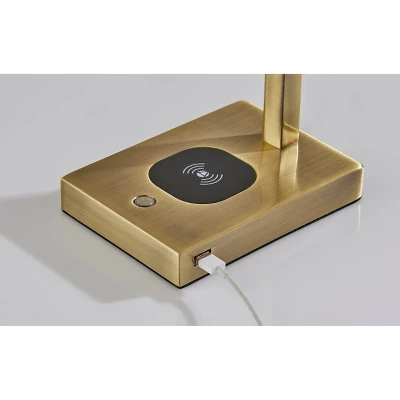 Aidan AdessoCharge LED Wireless Charging Desk Lamp (Includes LED Light Bulb) Antique Brass - Adesso 6 Aidan AdessoCharge LED Wireless Charging Desk Lamp (Includes LED Light Bulb) Antique Brass - Adesso - Image 4