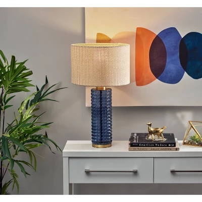 Glass Delilah Table Lamp Antique Brass/Blue - Adesso 3 Glass Delilah Table Lamp Antique Brass/Blue - Adesso