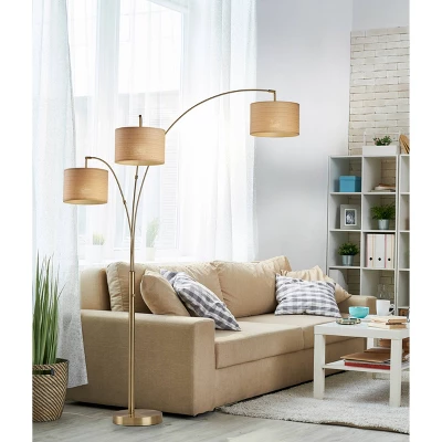 Bowery 3 Arm Arc Lamp Antique Brass - Adesso 4 Bowery 3 Arm Arc Lamp Antique Brass - Adesso - Image 2
