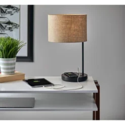 19.5" Oliver Charge Table Lamp Black - Adesso 19 19.5" Oliver Charge Table Lamp Black - Adesso -Adesso GUEST 1e104148 ffb6 49a0 bdb7 01dd2be9746f