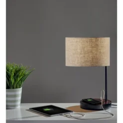 19.5" Oliver Charge Table Lamp Black - Adesso 18 19.5" Oliver Charge Table Lamp Black - Adesso -Adesso GUEST 3b74401d be4b 4b2f a1f4 dd6966e3c714