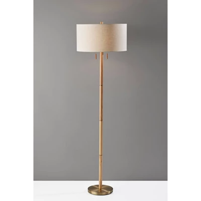 Madeline Floor Lamp Natural Rubberwood Antique Brass - Adesso 6 Madeline Floor Lamp Natural Rubberwood Antique Brass - Adesso - Image 4