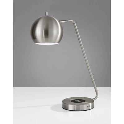 18" X 20.5" Wireless Charging Table Lamp Medium Silver - Adesso 4 18" X 20.5" Wireless Charging Table Lamp Medium Silver - Adesso - Image 2