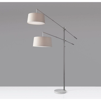 78" Manhattan Two Arm Arc Lamp Steel - Adesso 3 78" Manhattan Two Arm Arc Lamp Steel - Adesso