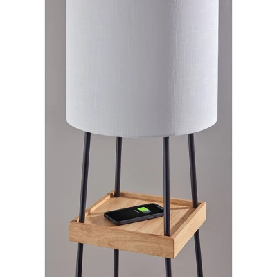 Henry Charge Shelf Floor Lamp Natural Black - Adesso 3 Henry Charge Shelf Floor Lamp Natural Black - Adesso