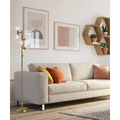 Nina Floor Lamp Antique Brass (Includes LED Light Bulb) - Adesso 5 Nina Floor Lamp Antique Brass (Includes LED Light Bulb) - Adesso - Image 3