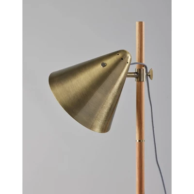 Bryn Floor Lamp Natural Rubberwood Antique Brass - Adesso 6 Bryn Floor Lamp Natural Rubberwood Antique Brass - Adesso - Image 4