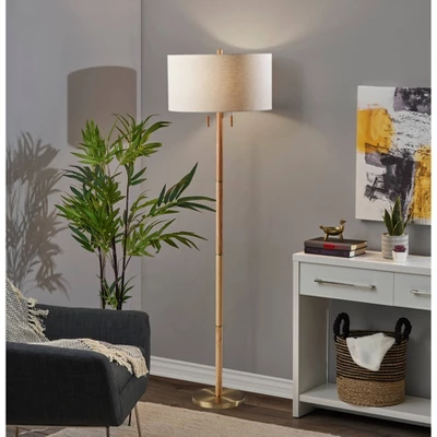 Madeline Floor Lamp Natural Rubberwood Antique Brass - Adesso 3 Madeline Floor Lamp Natural Rubberwood Antique Brass - Adesso