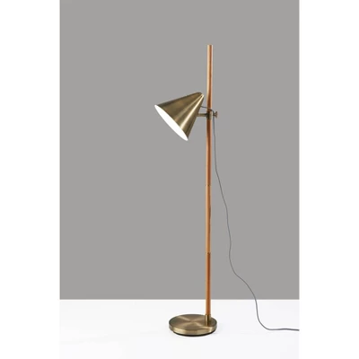 Bryn Floor Lamp Natural Rubberwood Antique Brass - Adesso 8 Bryn Floor Lamp Natural Rubberwood Antique Brass - Adesso - Image 6