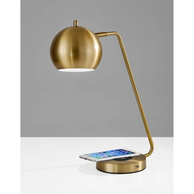 18" X 20.5" Emerson Adessocharge Desk Lamp Brass - Adesso 4 18" X 20.5" Emerson Adessocharge Desk Lamp Brass - Adesso - Image 2