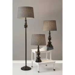 (Set Of 3) Chandler Lamp Set Black - Adesso