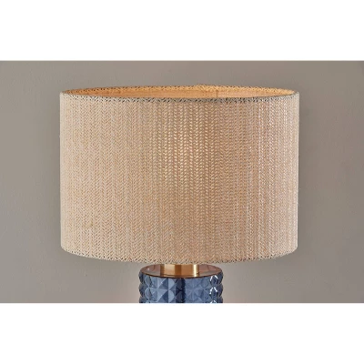 Glass Delilah Table Lamp Antique Brass/Blue - Adesso 6 Glass Delilah Table Lamp Antique Brass/Blue - Adesso - Image 4