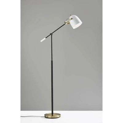 Casey Floor Lamp Black/White/Brass - Adesso 3 Casey Floor Lamp Black/White/Brass - Adesso